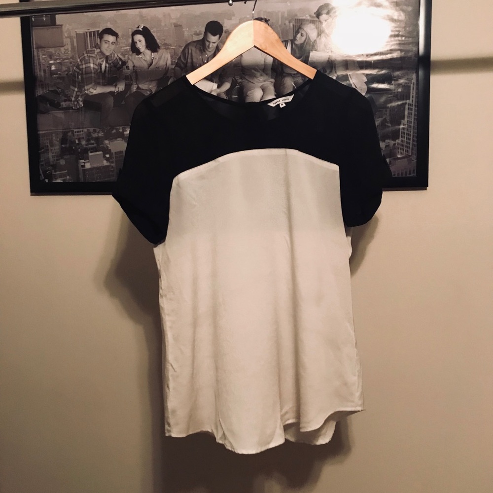 Naked Zebra Black and White Short-Sleeve Top, Size Medium